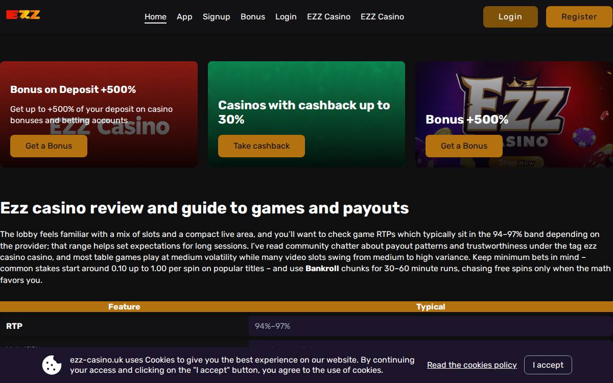 ezz casino website preview