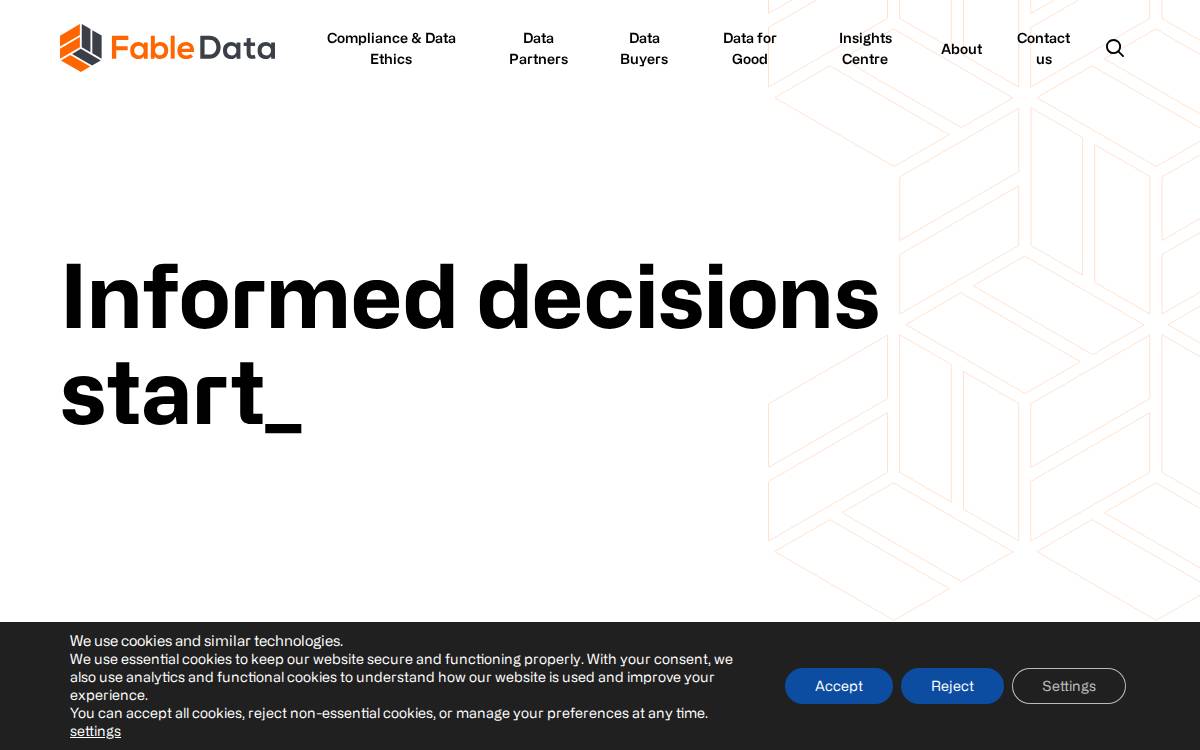 Fable data company website preview