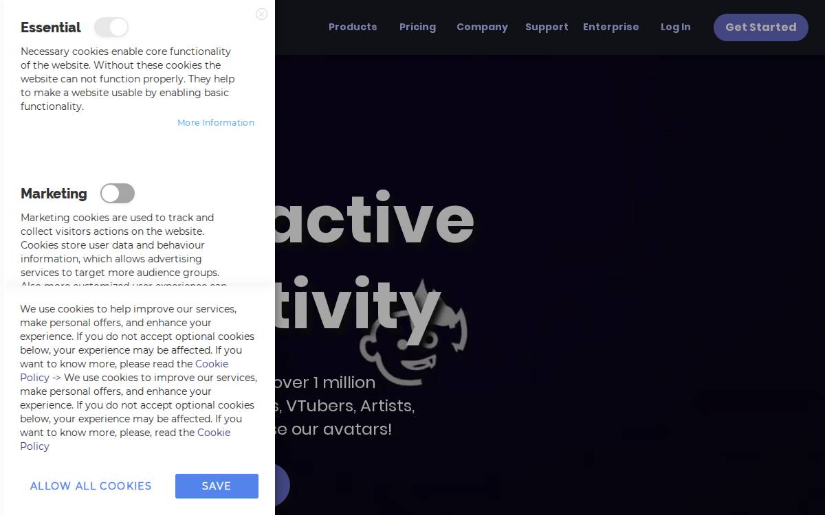 Facerig website preview