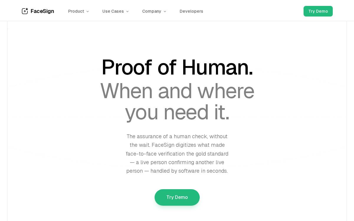 FaceSign website preview