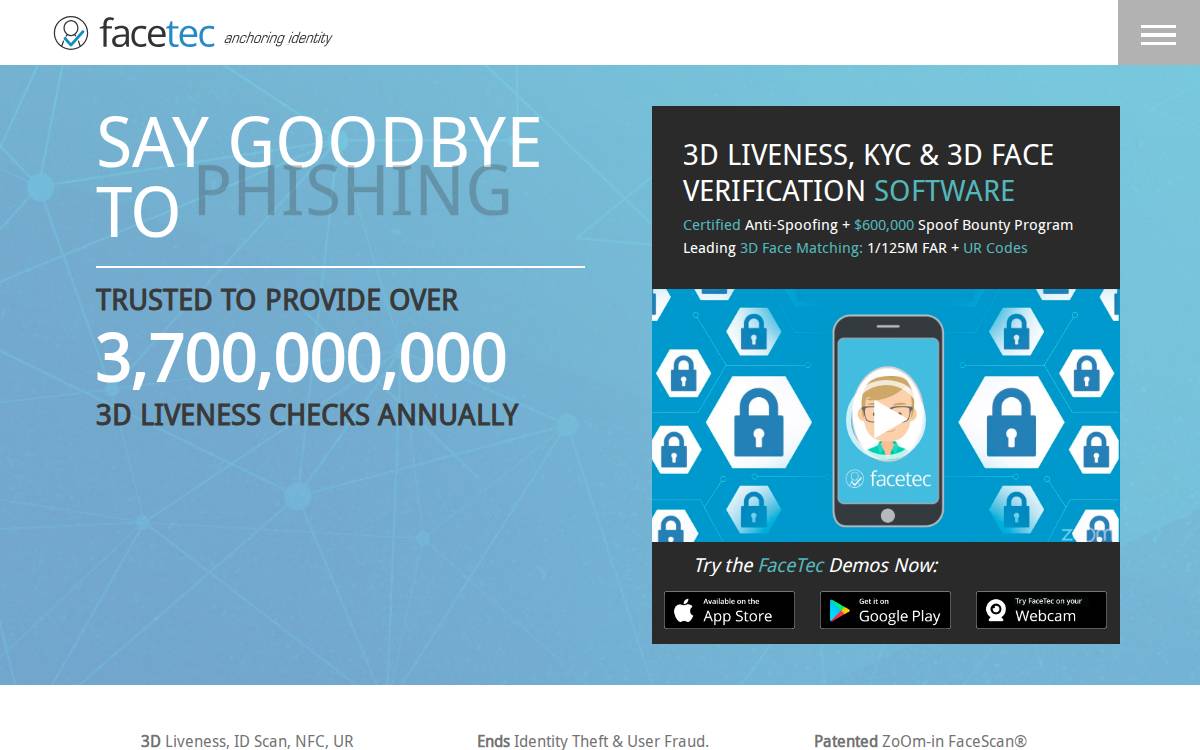 Facetec website preview