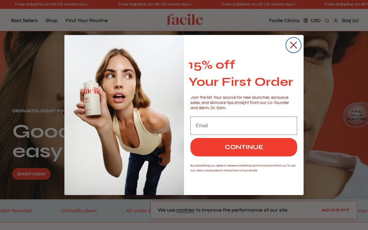 Facile Skincare website preview