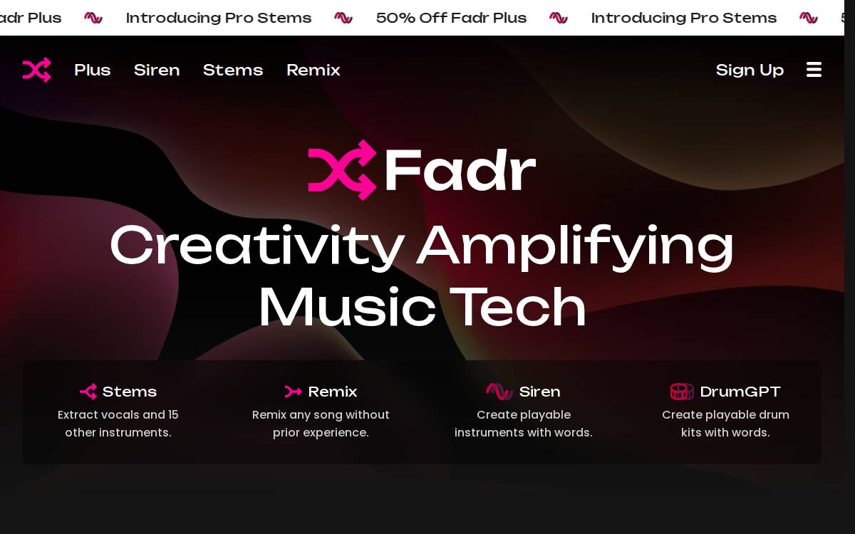 Fadr Website website preview