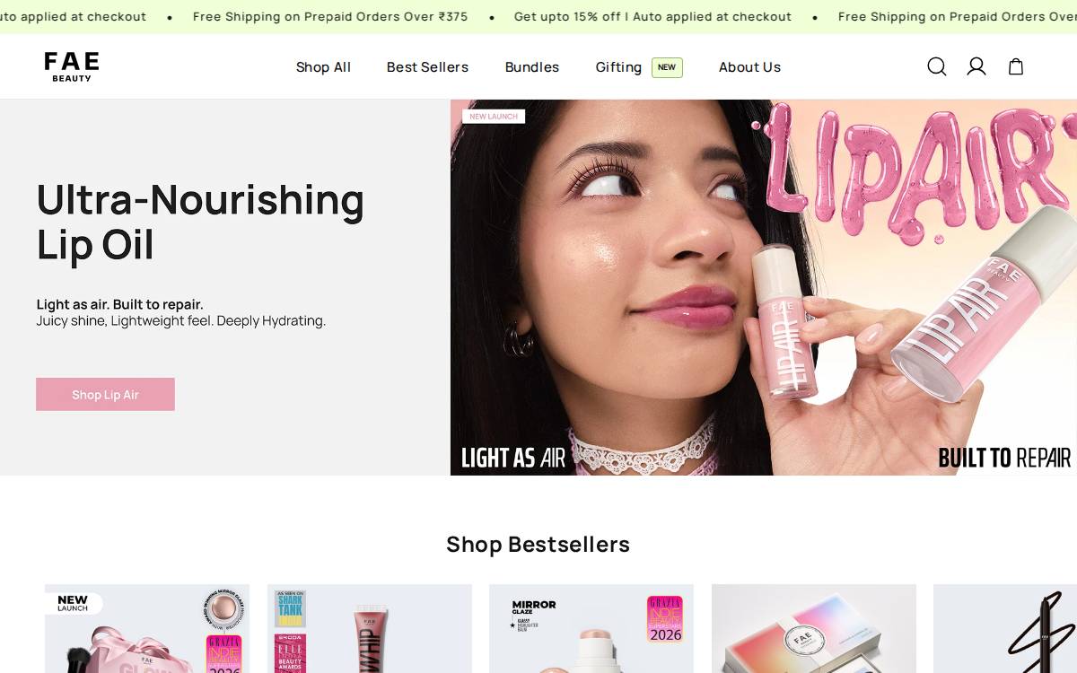 Fae Beauty website preview