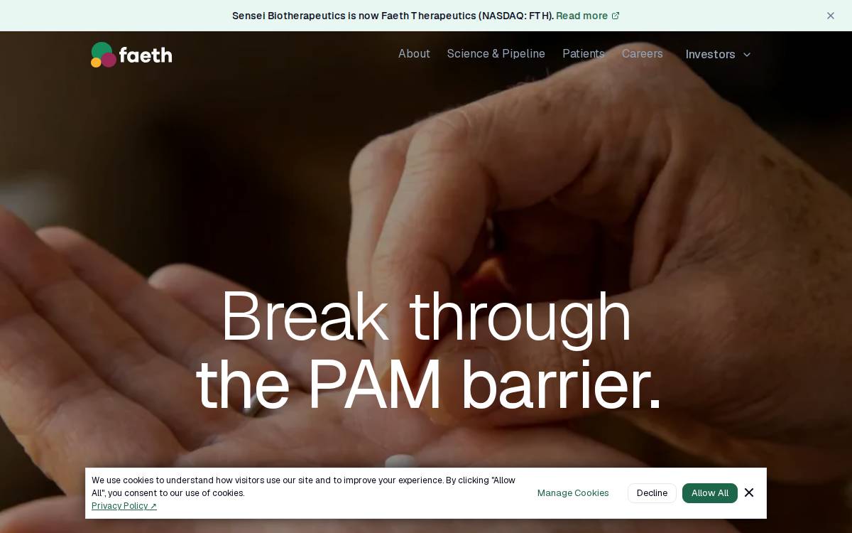 Faeth Therapeutics website preview