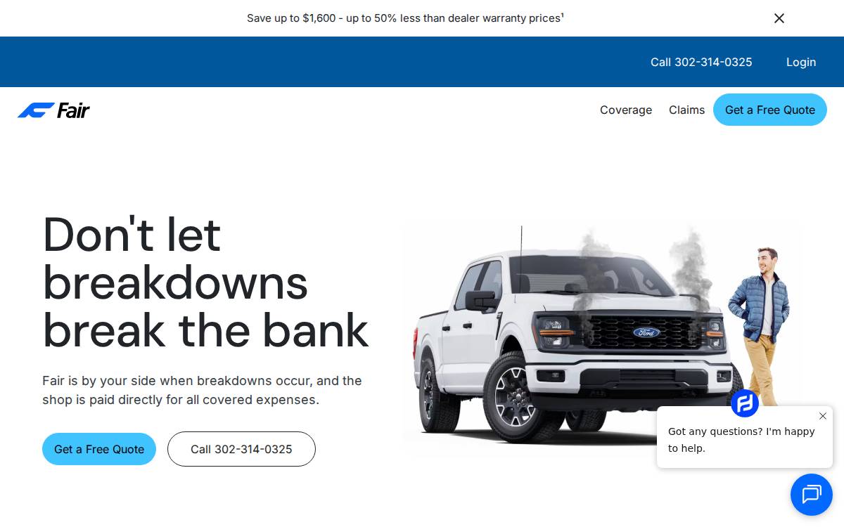 Fair Warranty website preview