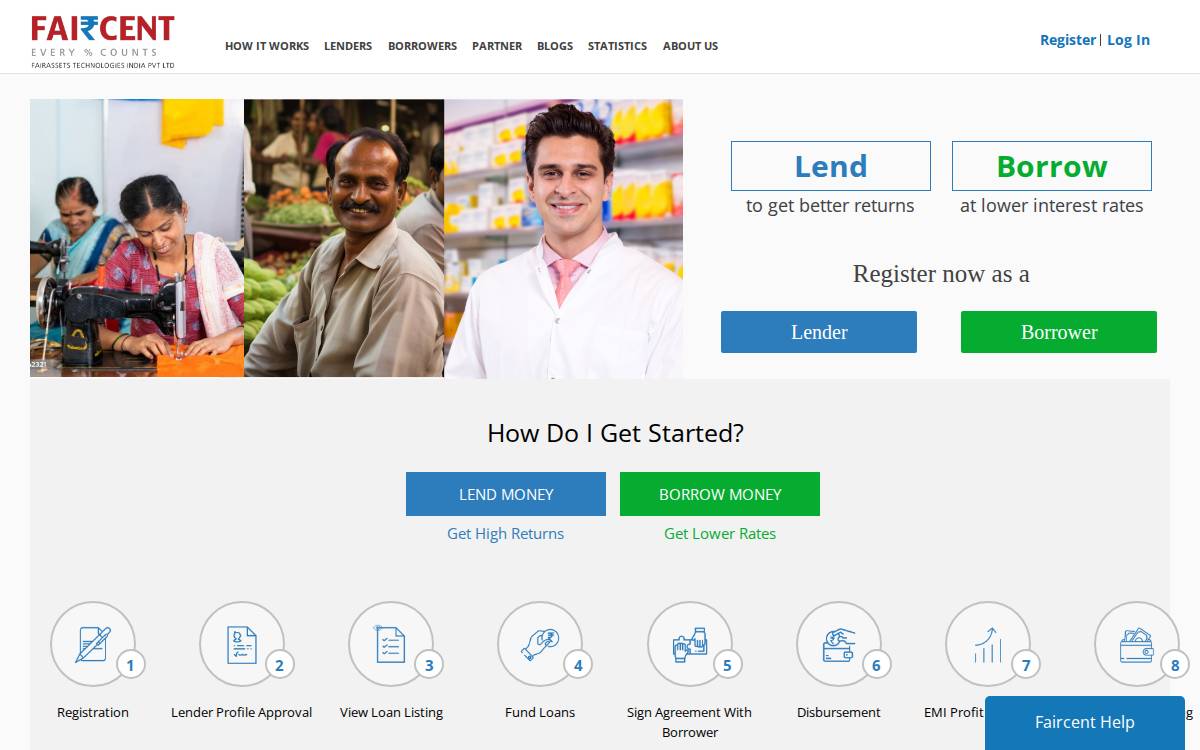 Faircent website preview