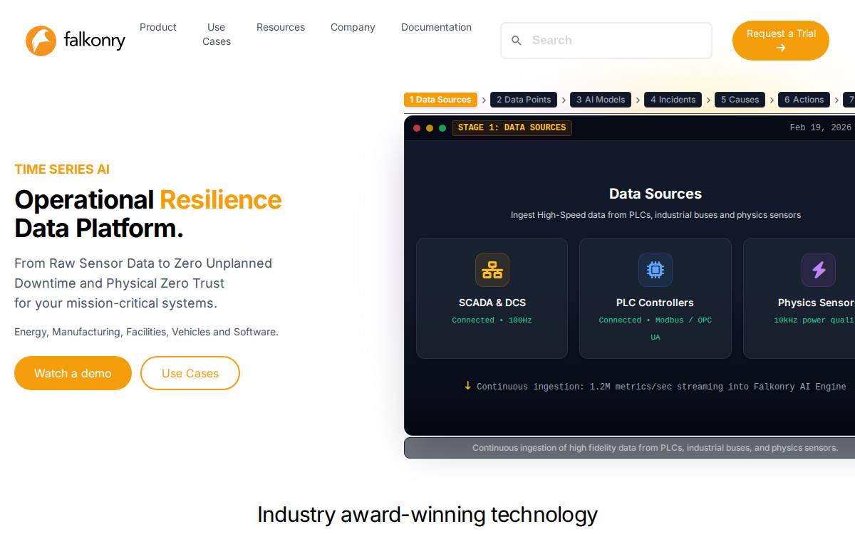 Falkonry website preview