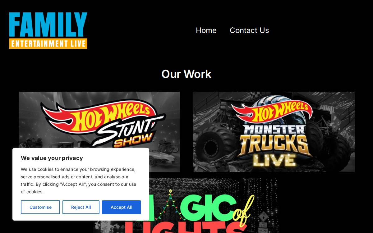 Family Entertainment Live website preview