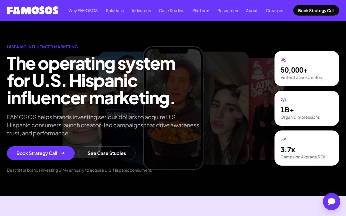 Famosos website preview