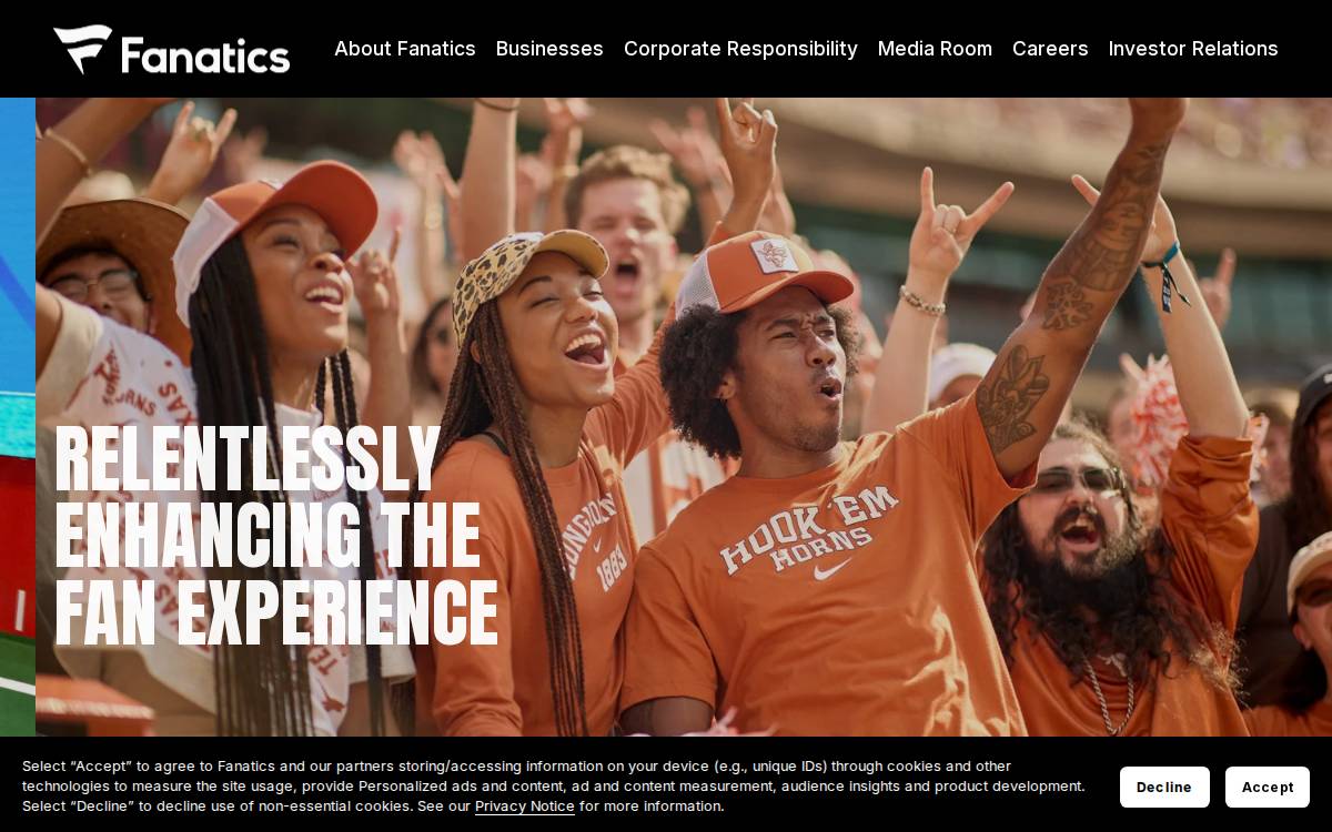 Fanaticsinc website preview