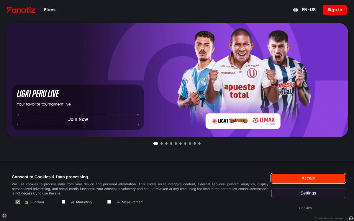 Fanatiz website preview