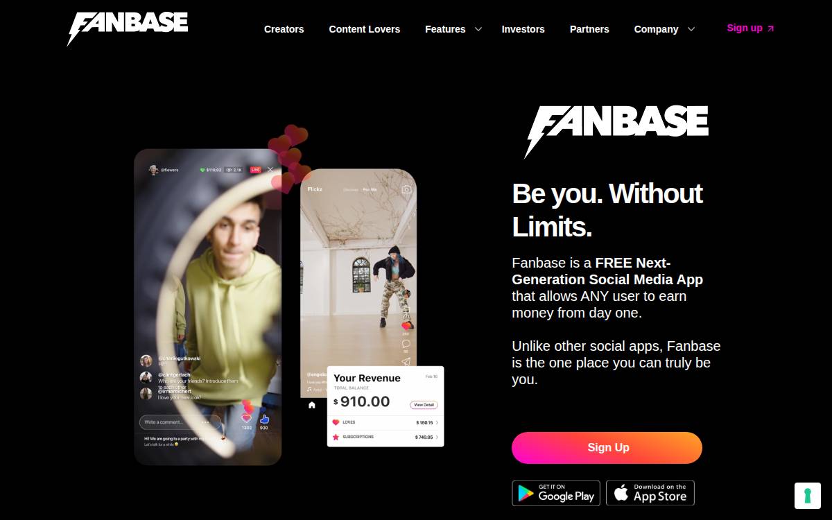 Fanbase website preview