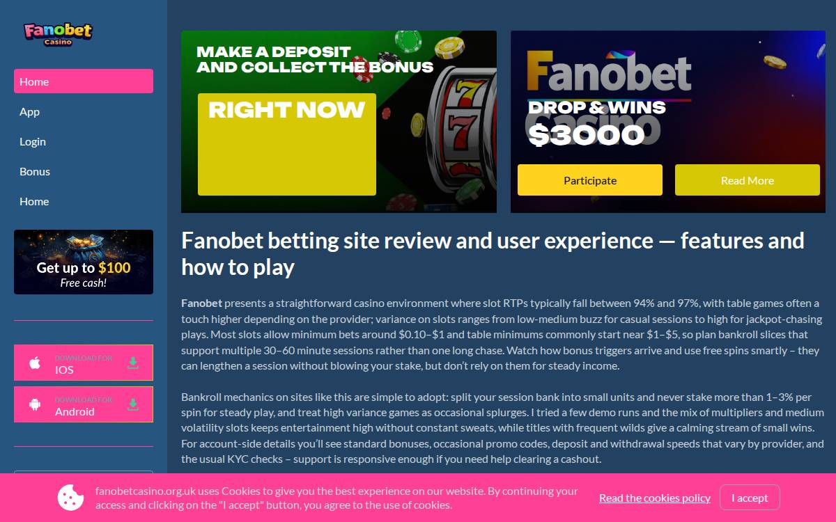 Fanobet Casino website preview