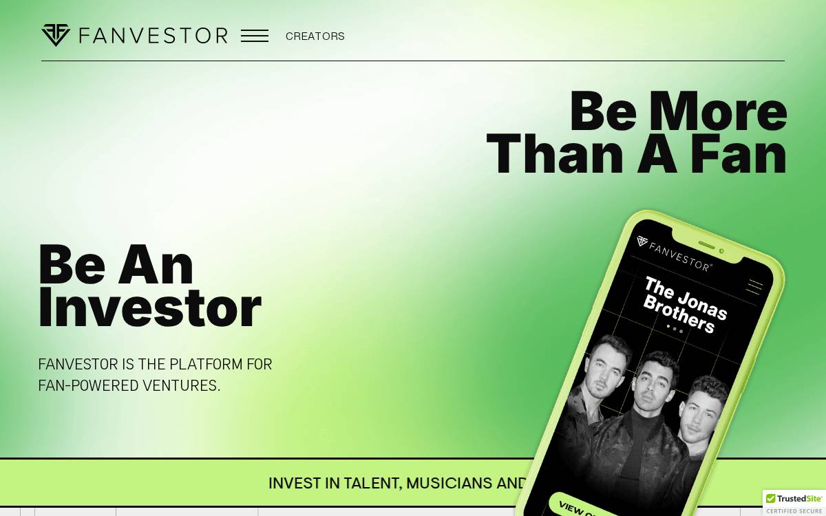 Fanvestor website preview