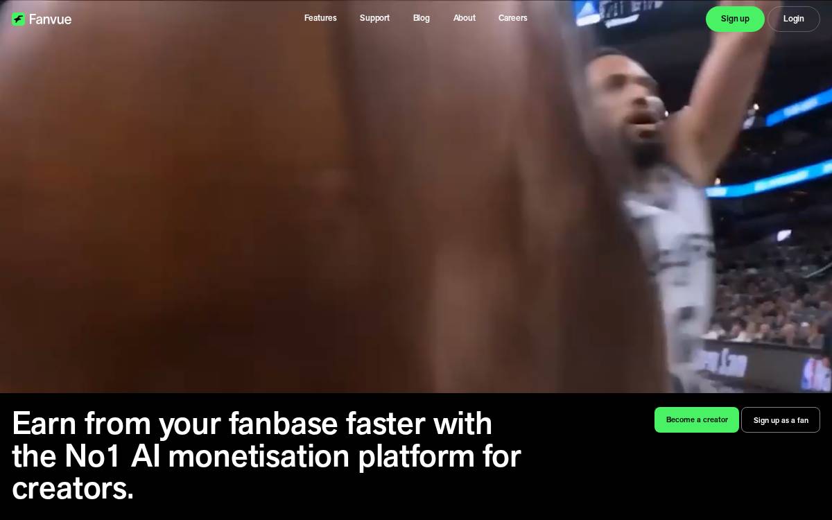 Fanvue website preview
