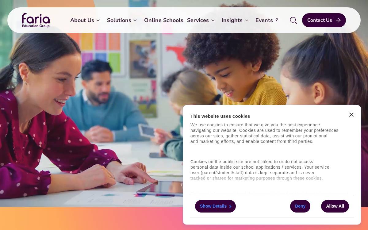 Faria Education Group website preview