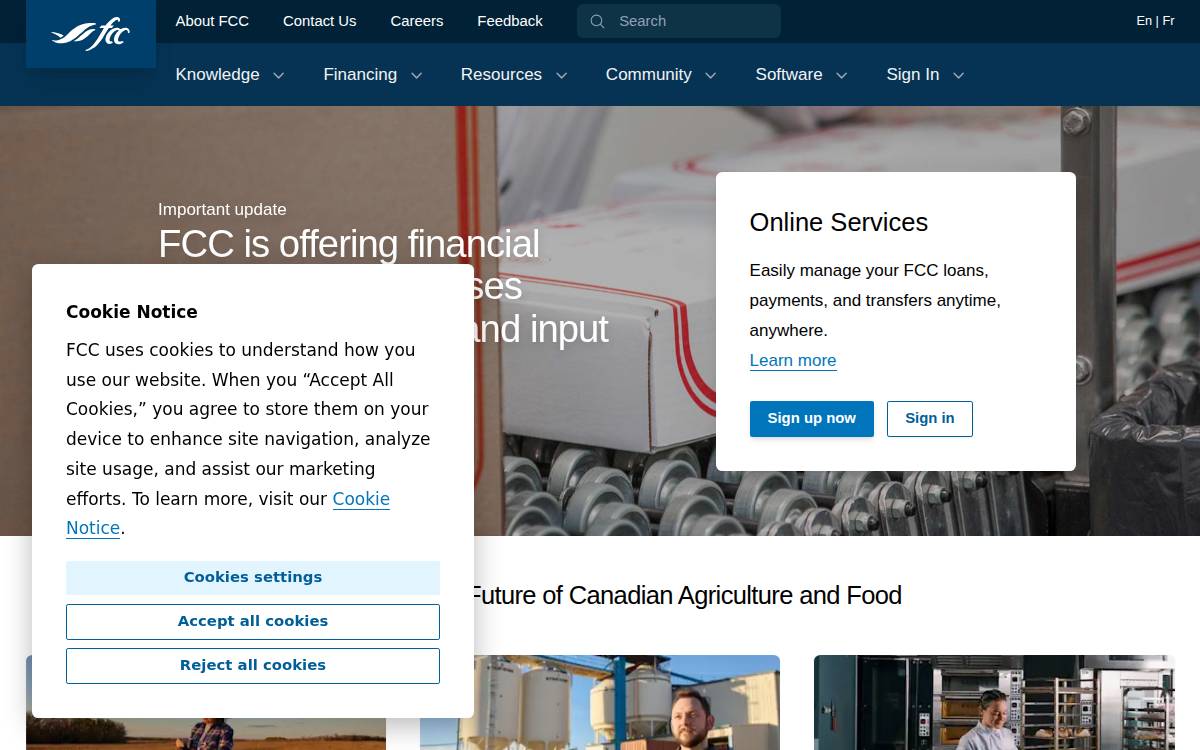 Farm Credit Canada website preview
