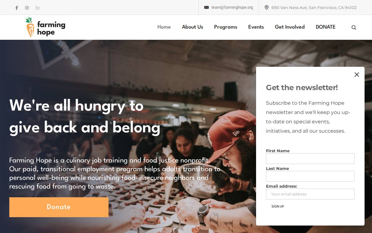 Farminghope website preview