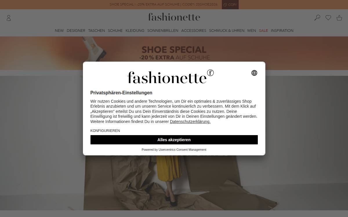 Fashionette website preview