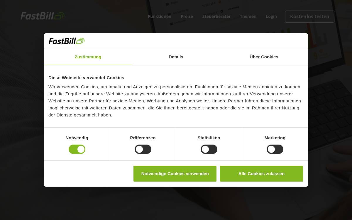 FastBill website preview