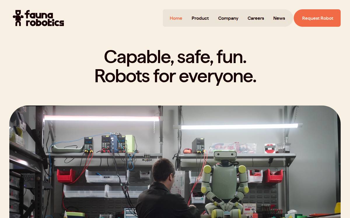 Fauna Robotics website preview