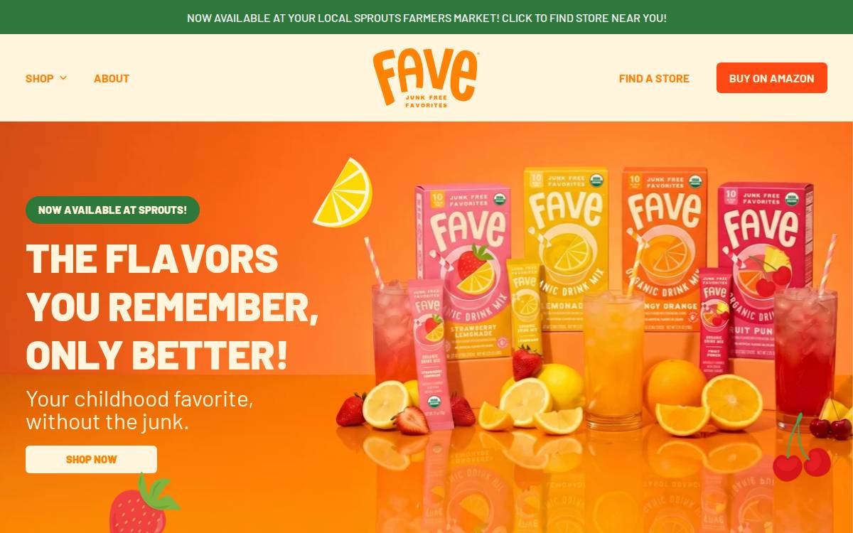 Fave website preview