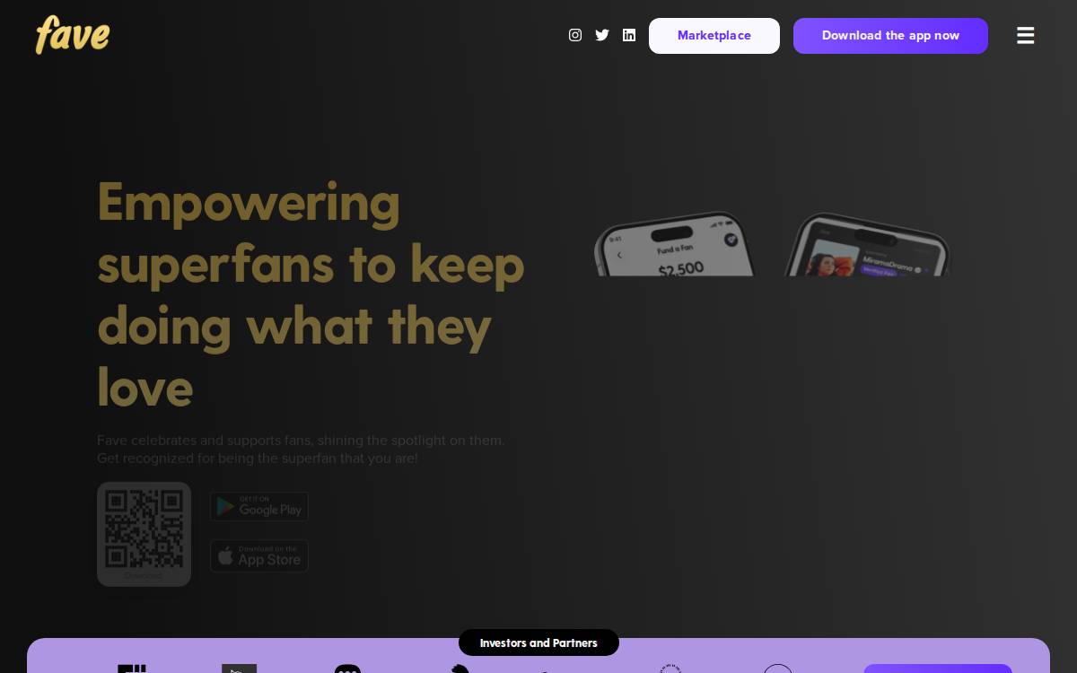 Fave website preview