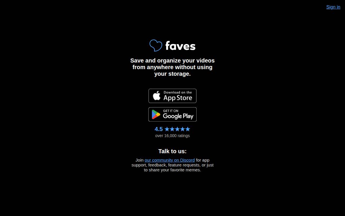 Faves website preview