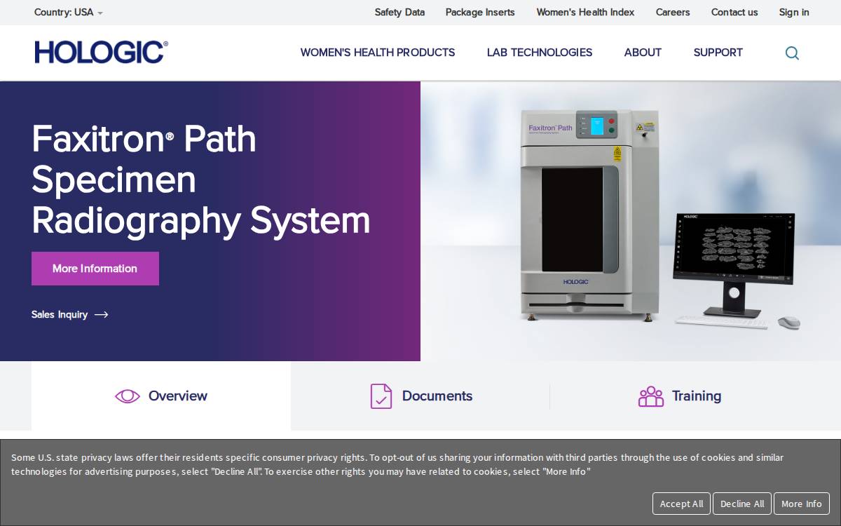 Faxitron website preview