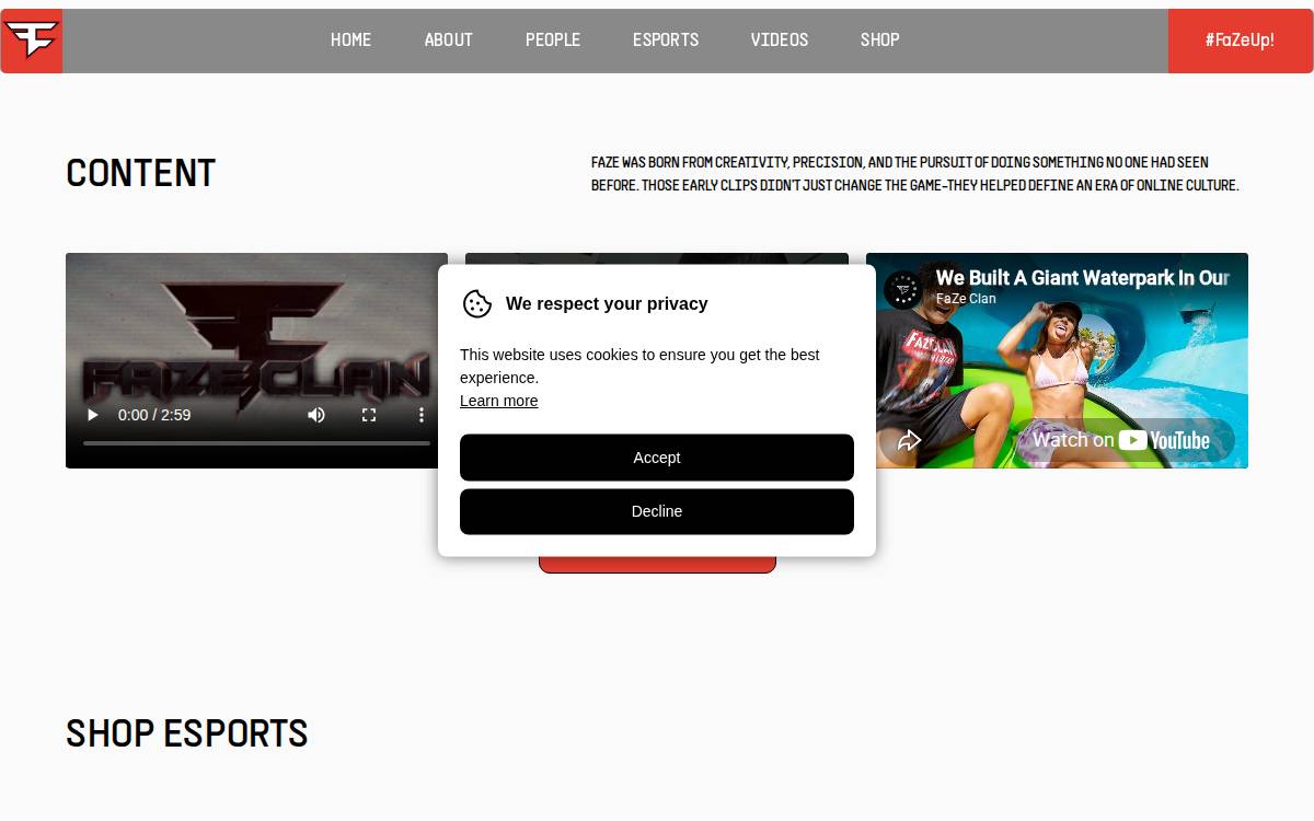FaZe Clan website preview