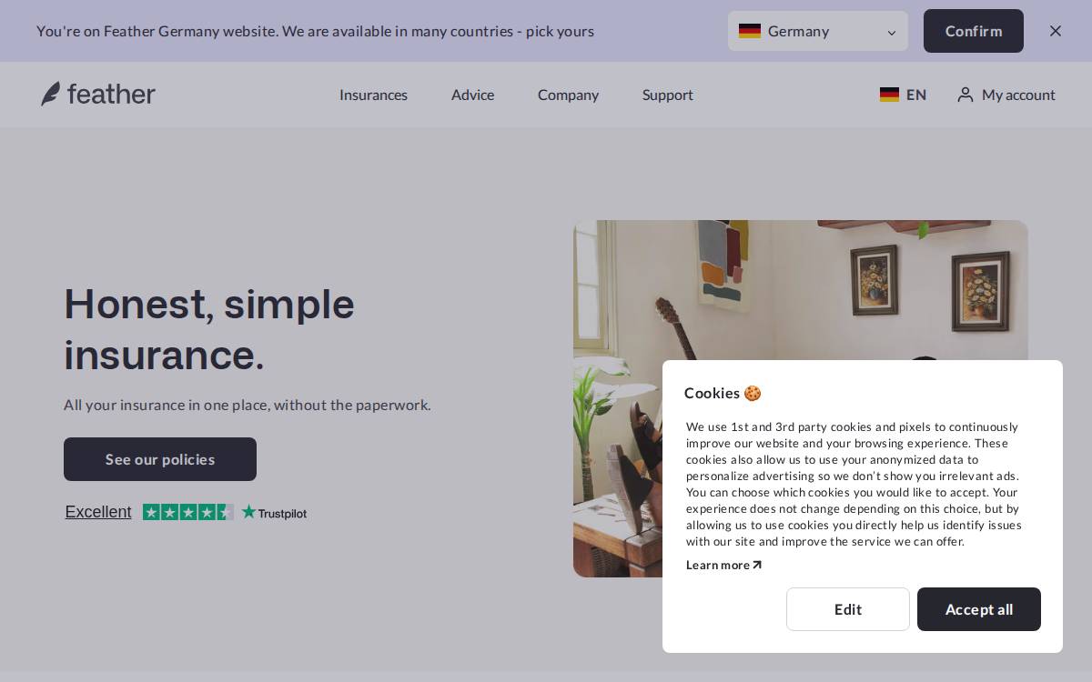 Feather website preview