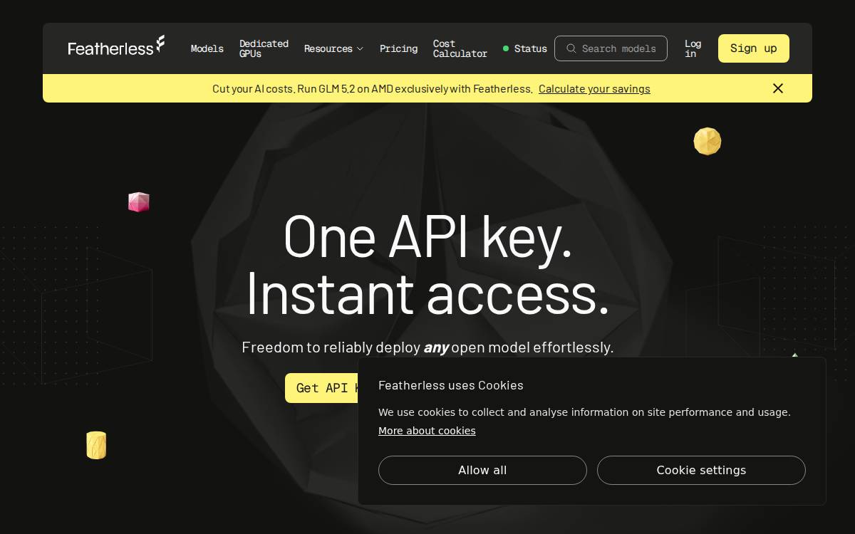 Featherless (Recursal AI) website preview