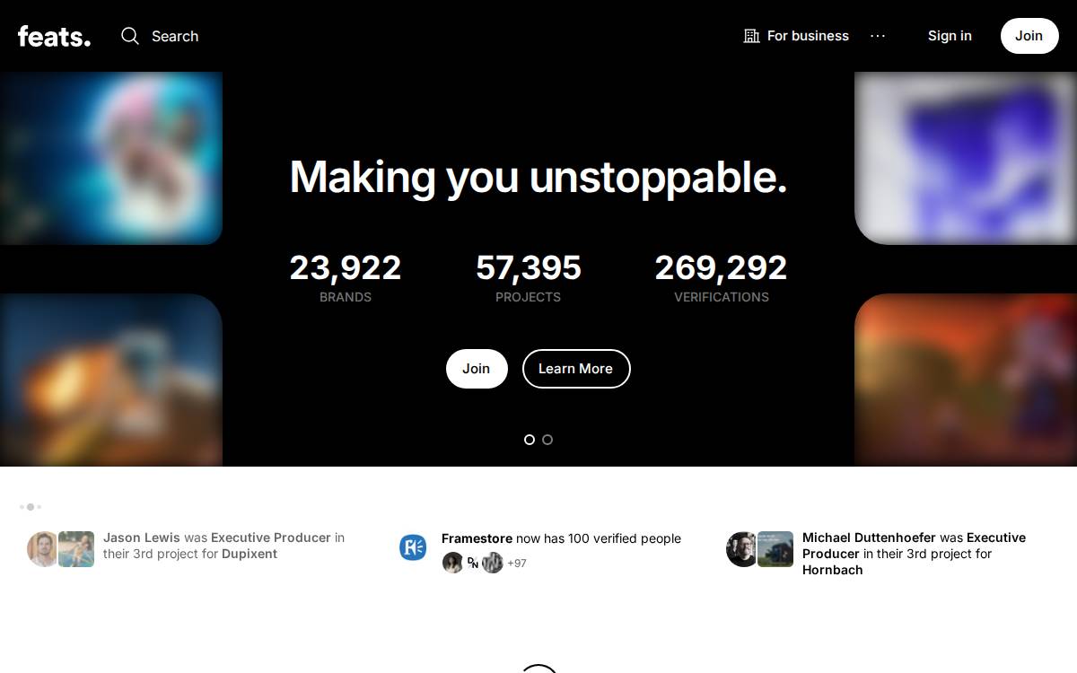 Feats website preview