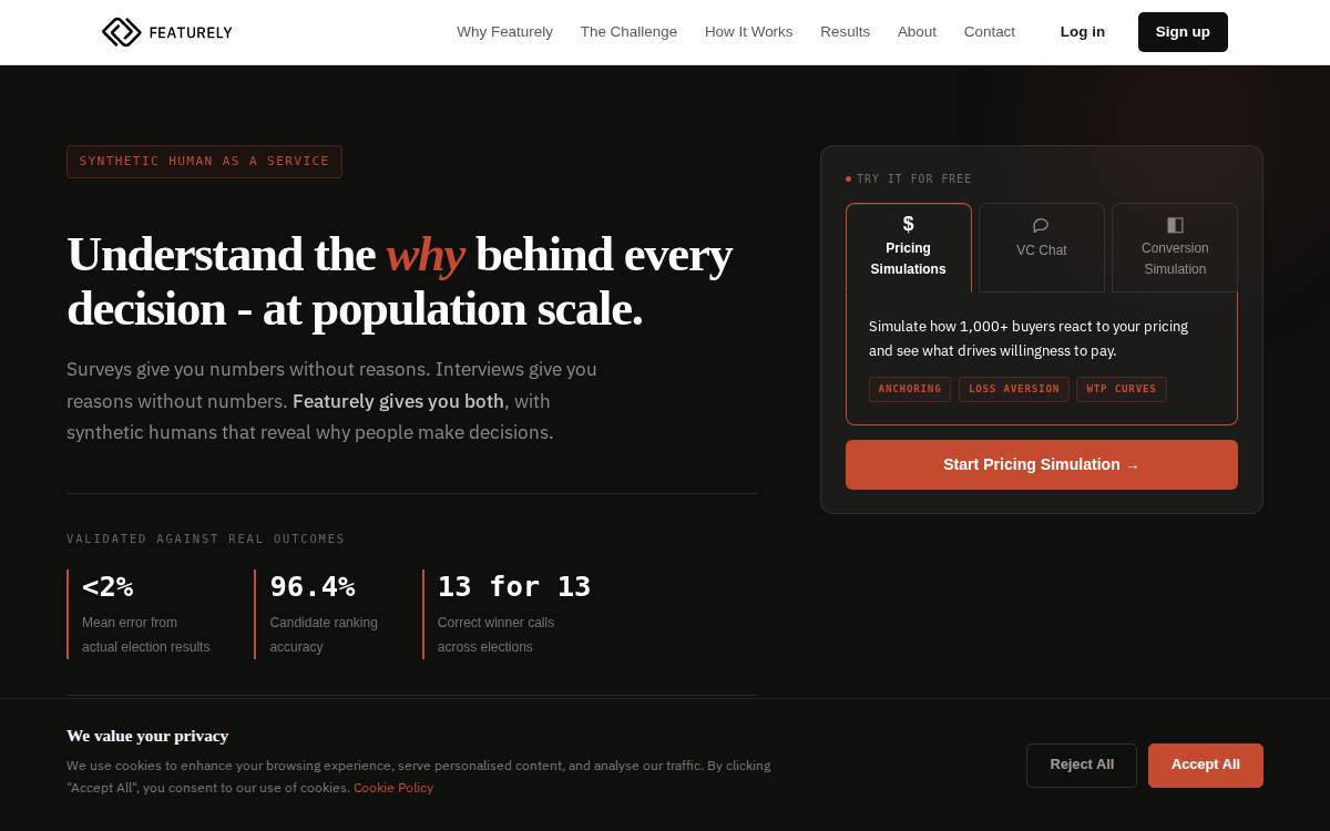 Featurely website preview