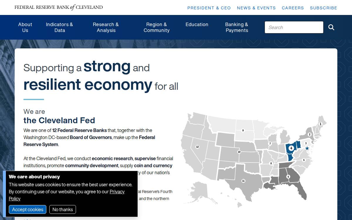 Federal Reserve Bank of Cleveland website preview