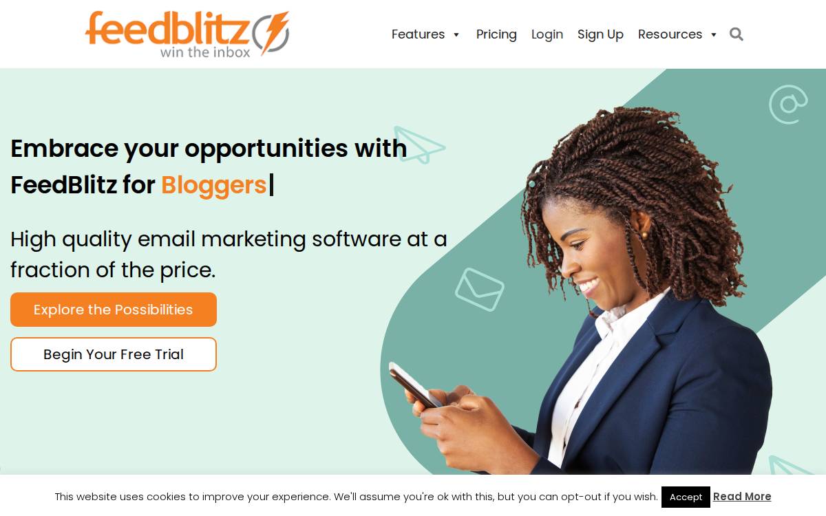 Feedblitz website preview