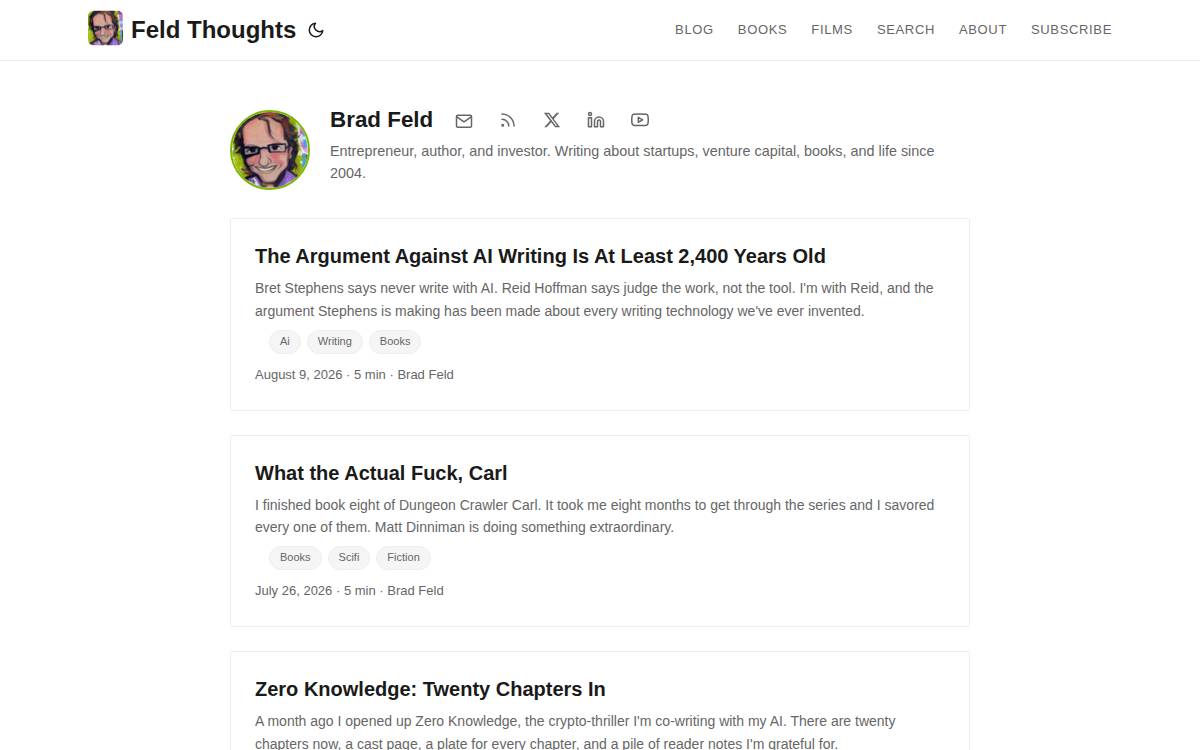 Feld Thoughts website preview