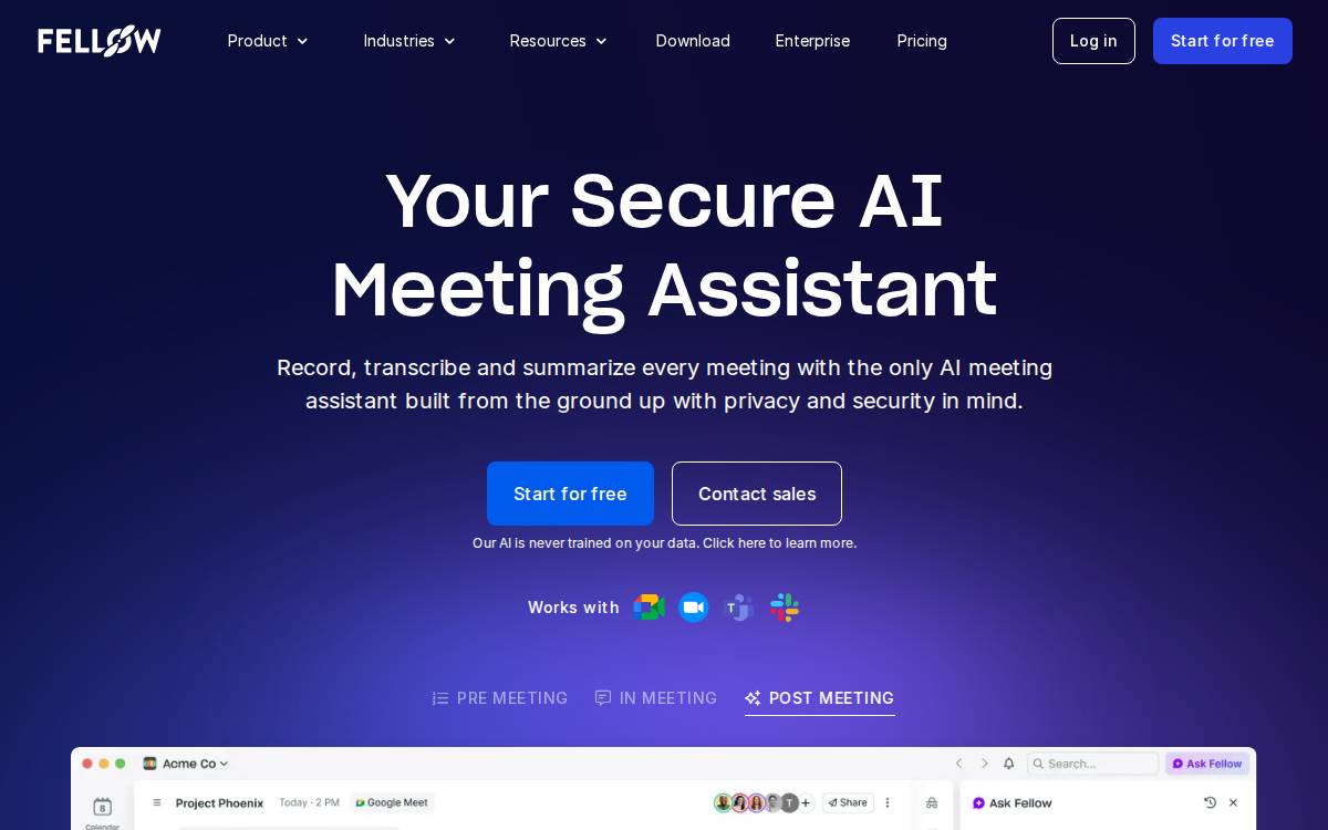 Fellow website preview