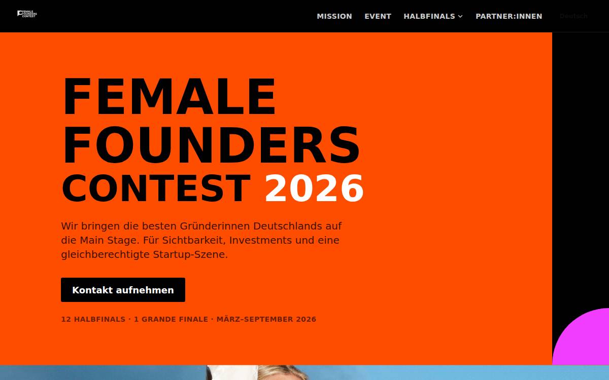 Femalefounderscontest website preview
