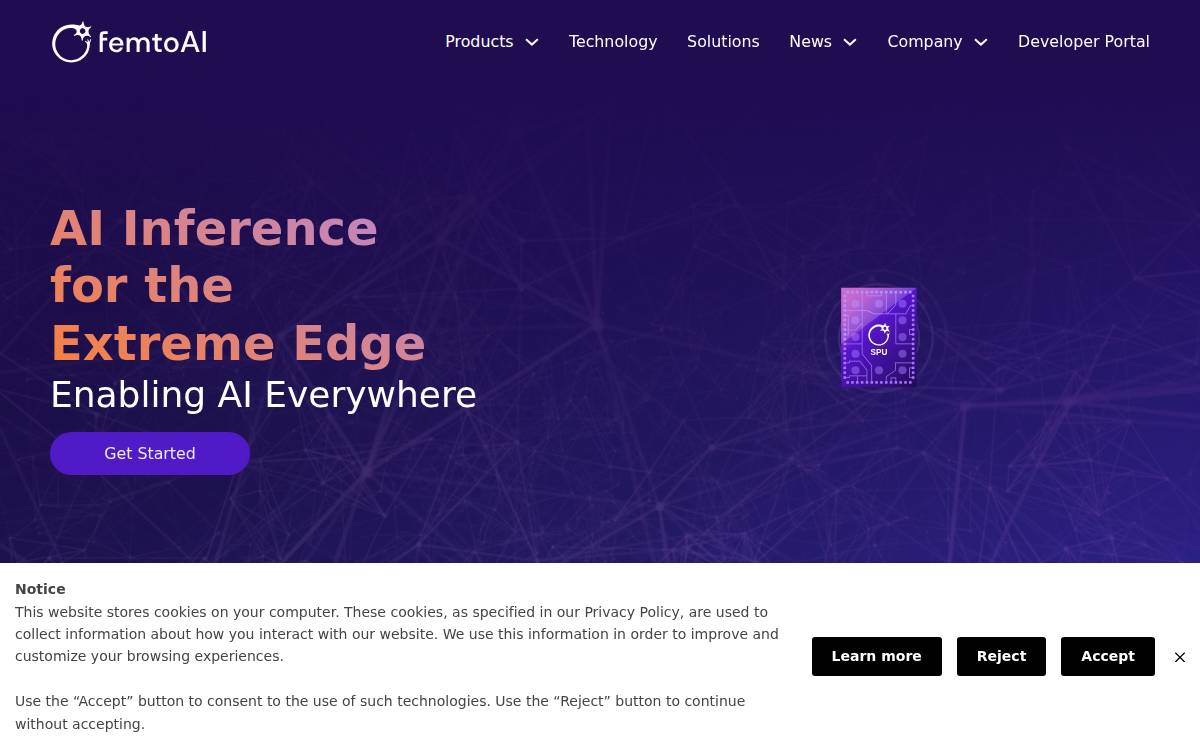Femtosense website preview
