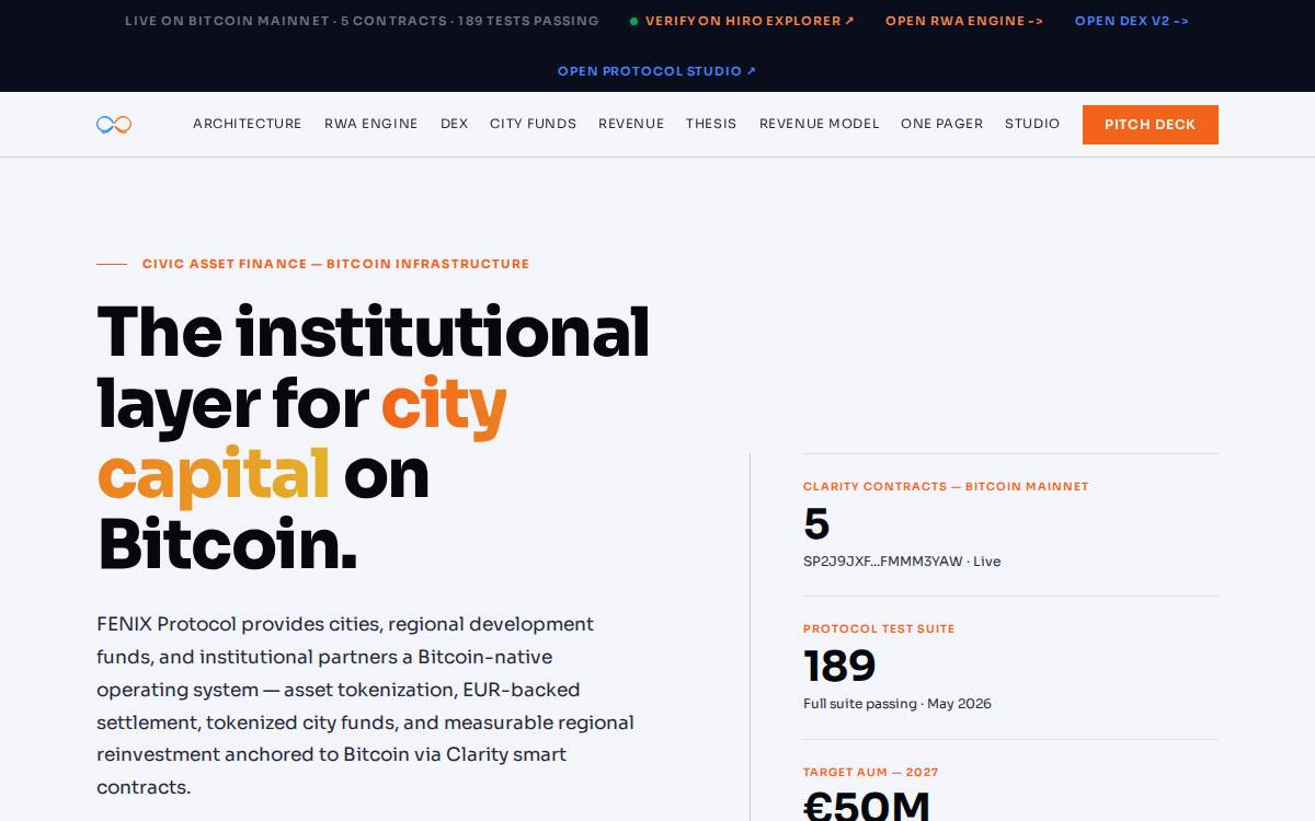 Fenix Protocol website preview