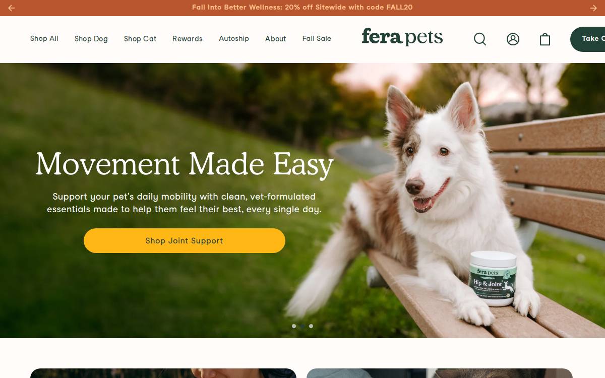 Fera Pets website preview