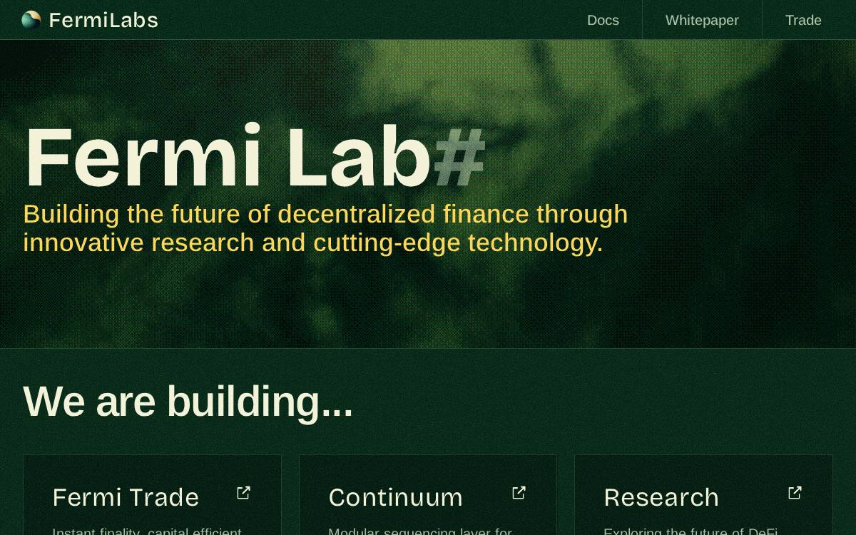 Fermi Labs website preview