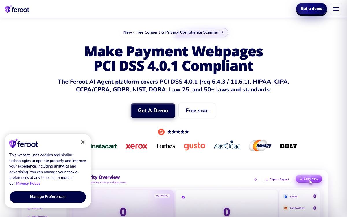 Feroot Security website preview