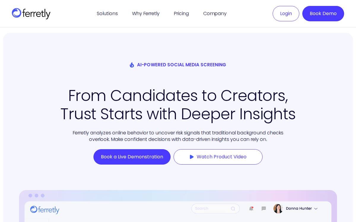 Ferretly website preview