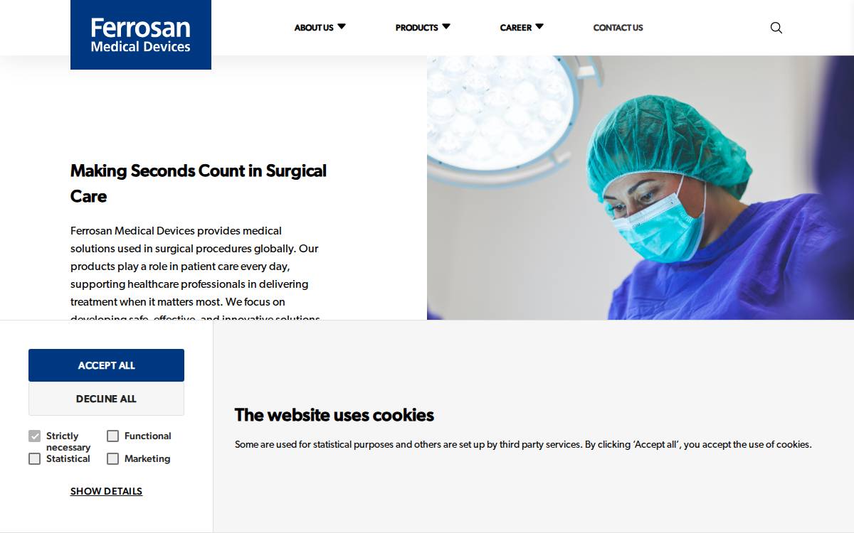 Ferrosan Medical Devices website preview