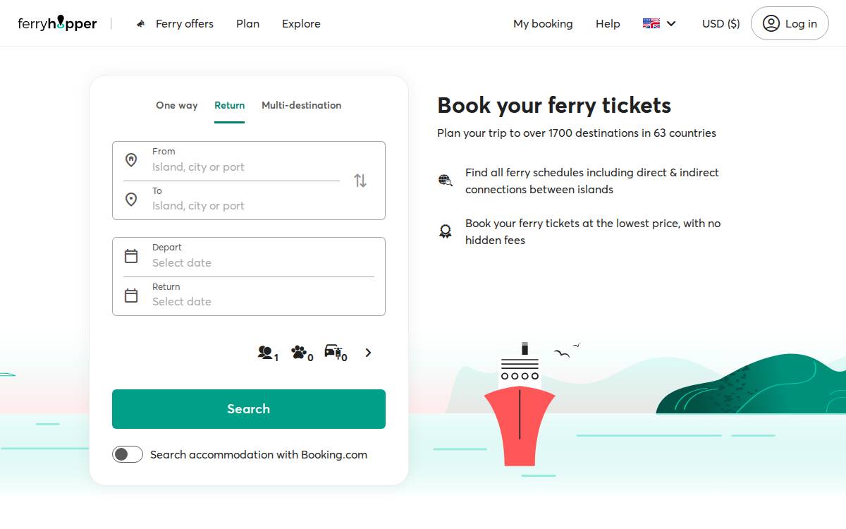 Ferryhopper website preview