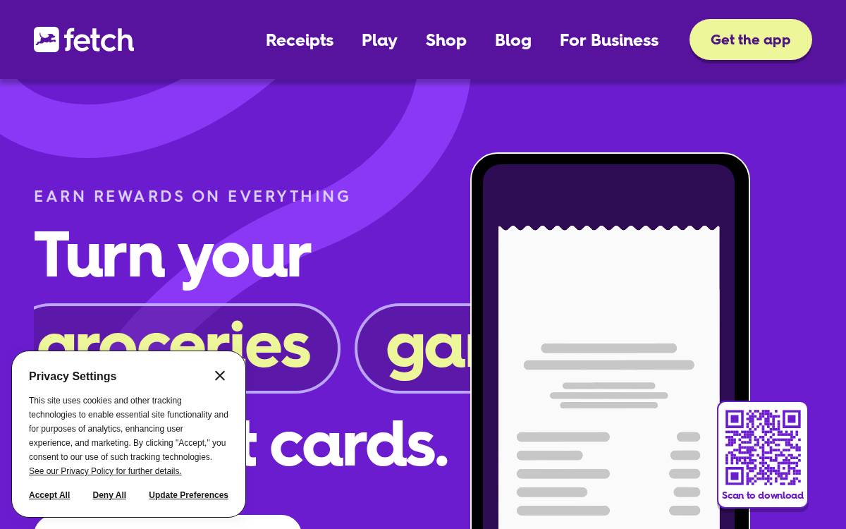 Fetch Rewards website preview