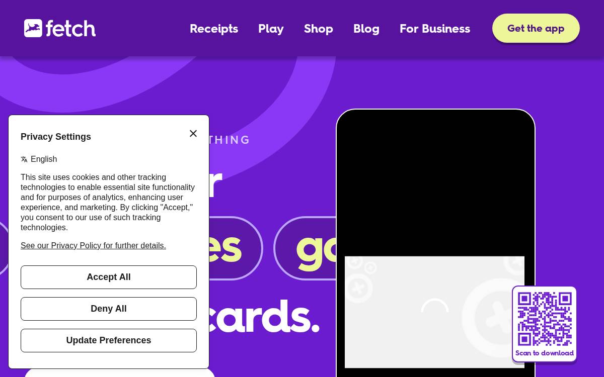 Fetch Rewards website preview